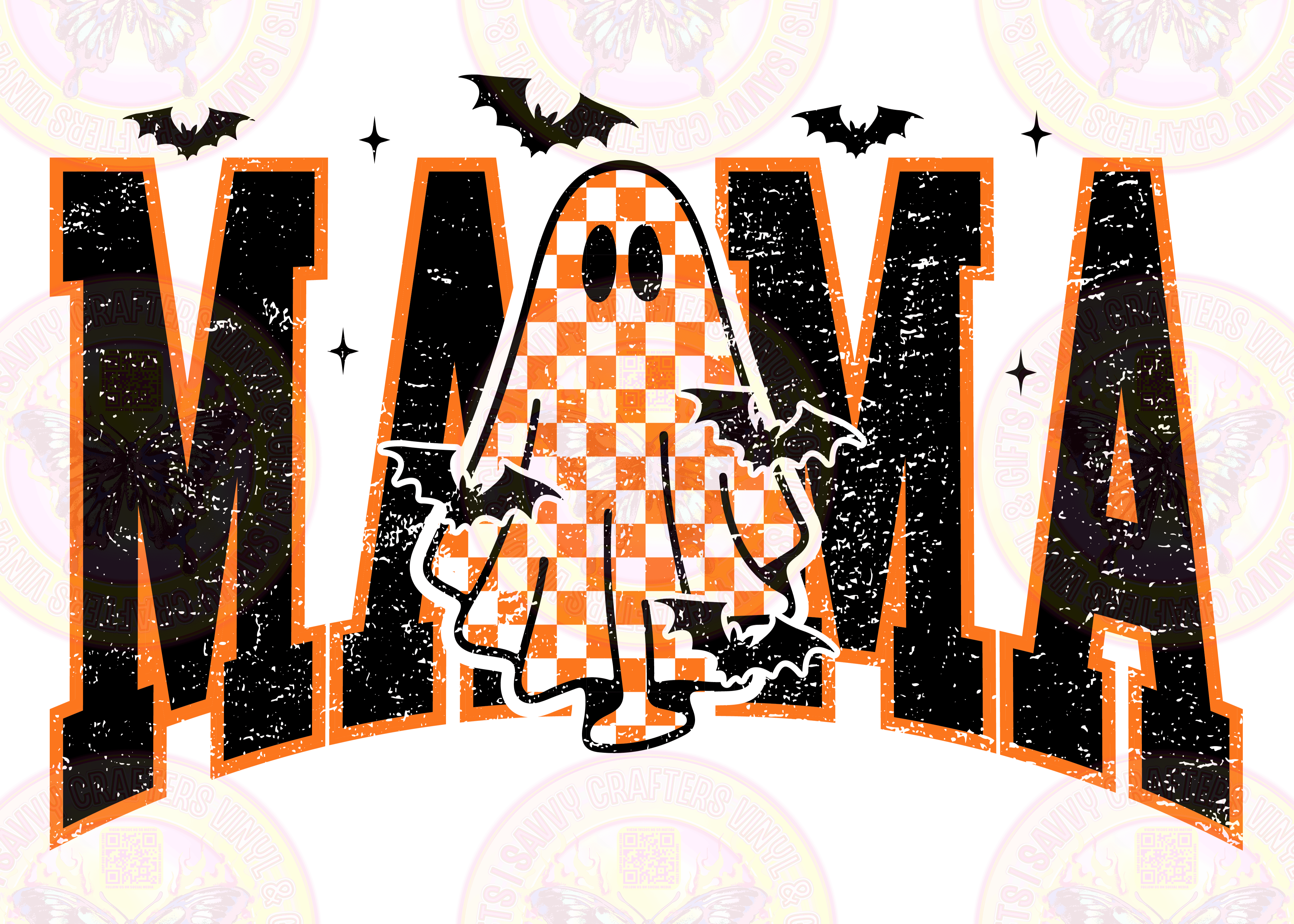 MaMa Ghost Orange Checkered w/ Bats