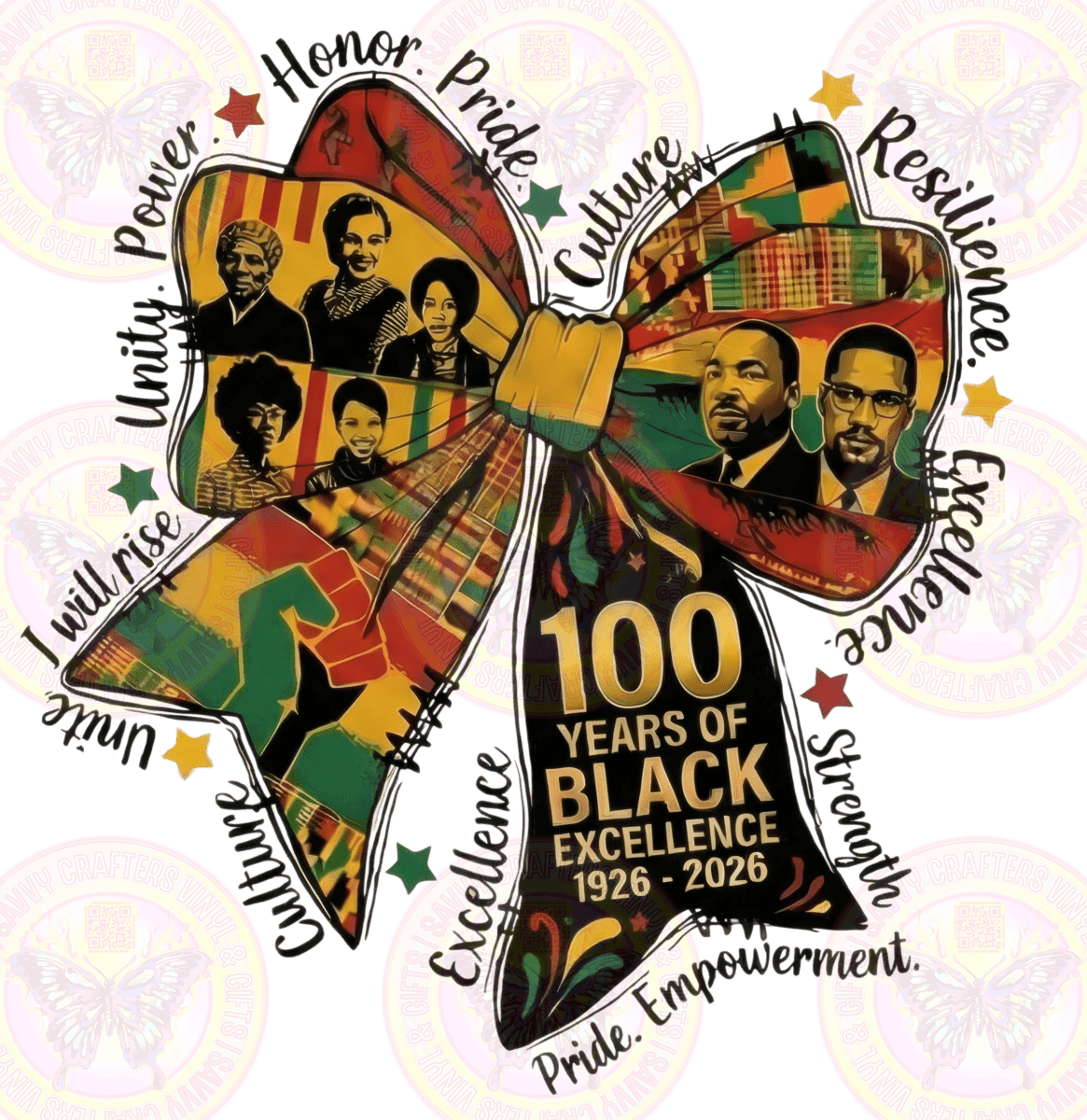 100 Years Black History Bow - Savvy Crafters Vinyl & Gifts