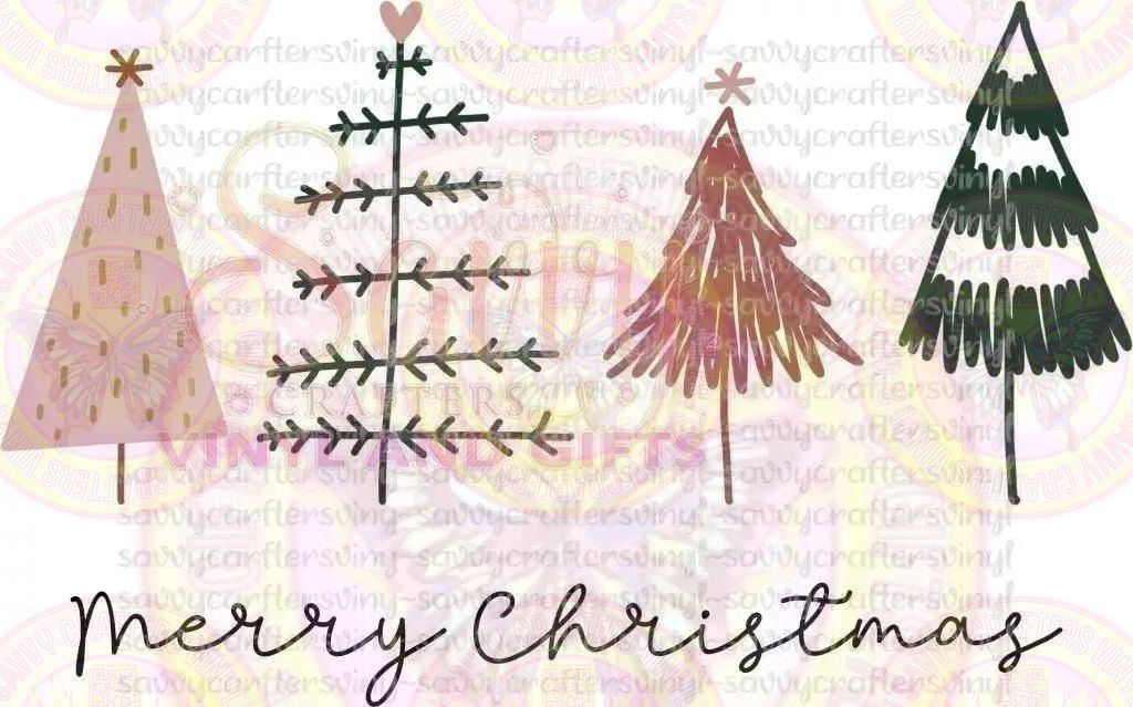 4 Dainty Trees Merry Christmas - Savvy Crafters Vinyl & Gifts