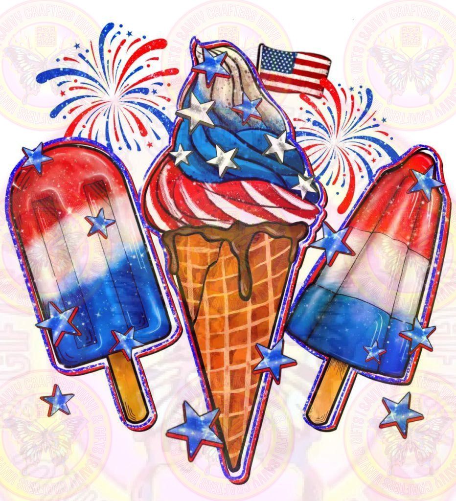 4th of July Patriotic Ice Cream - Savvy Crafters Vinyl & Gifts