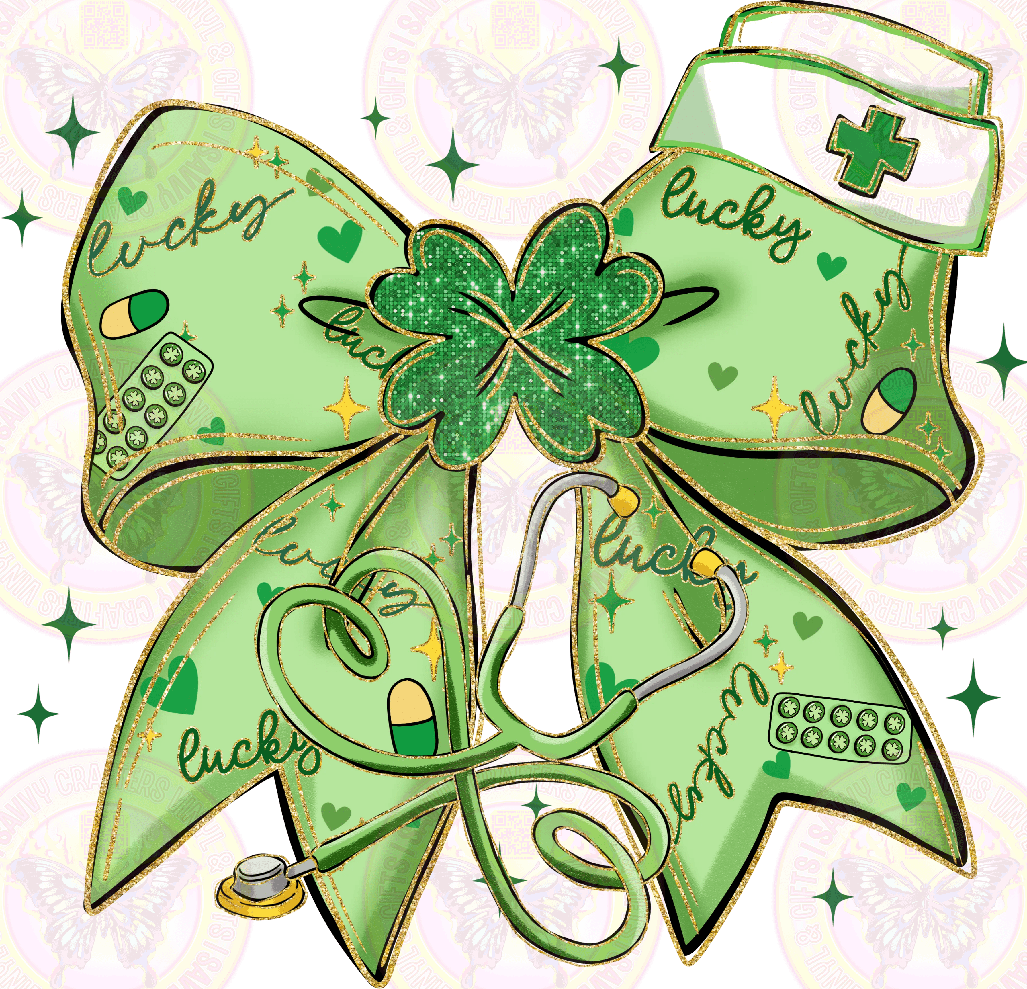 Lucky Nurse Coquette Bow Savvy Crafters Vinyl & Gifts