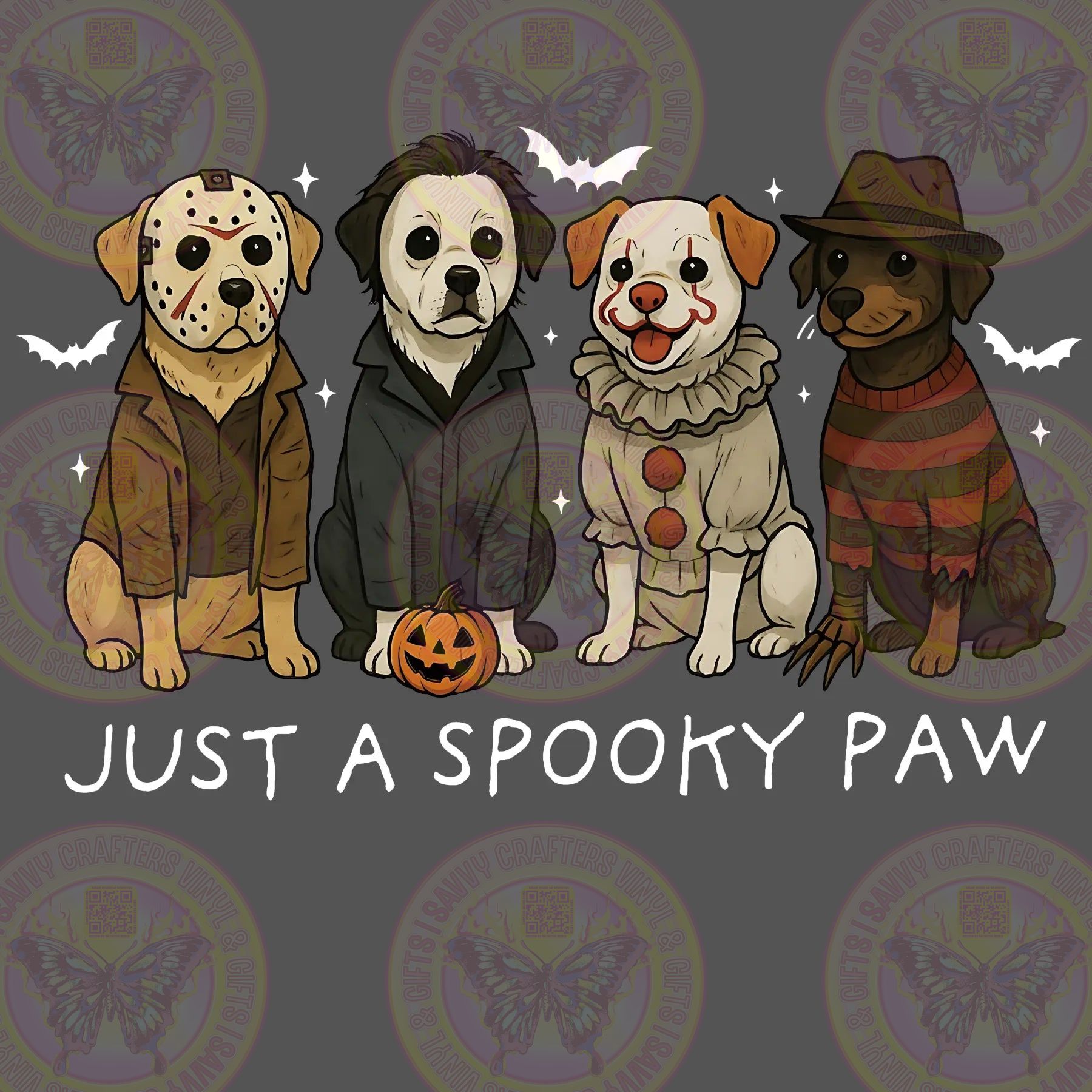 A Spook Paw Horror Pups White Text - Savvy Crafters Vinyl & Gifts