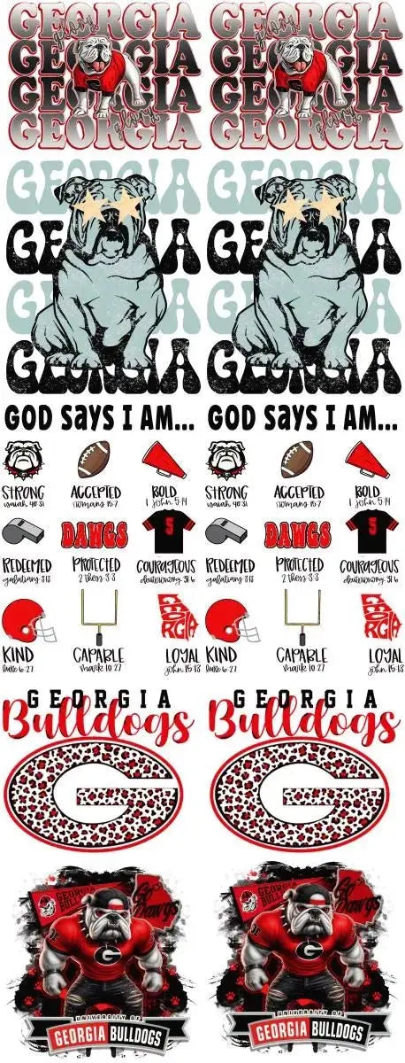 Adult Georgia Bulldogs Gang Sheet - Savvy Crafters Vinyl & Gifts