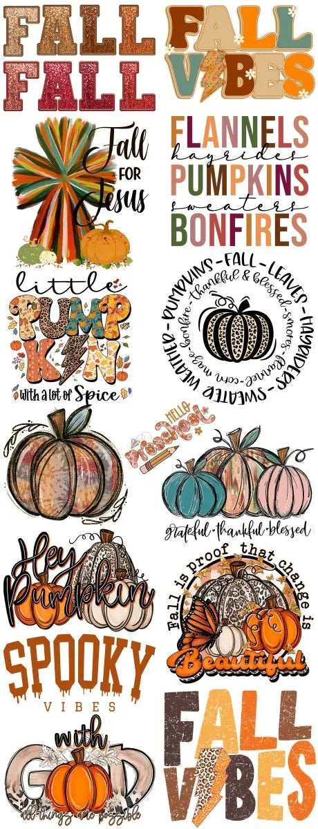 Adult & Youth - Fall Vibes - Christian - Pumpkins - Gang Sheet - Savvy Crafters Vinyl & Gifts