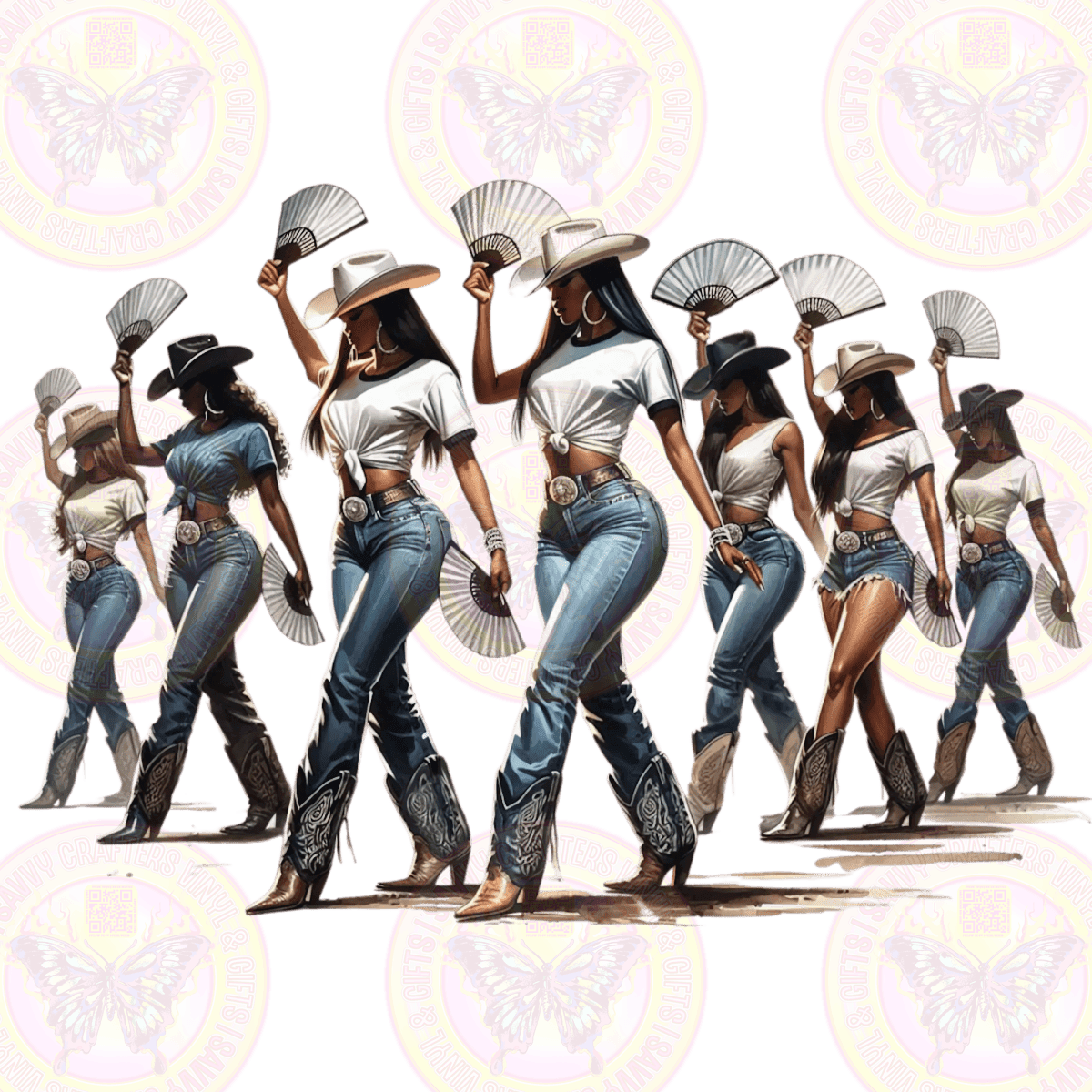 African American Cowgirls With Fans - Savvy Crafters Vinyl & Gifts