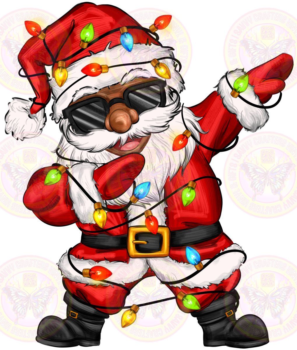 Afro Dabbing Santa with Lights - Savvy Crafters Vinyl & Gifts