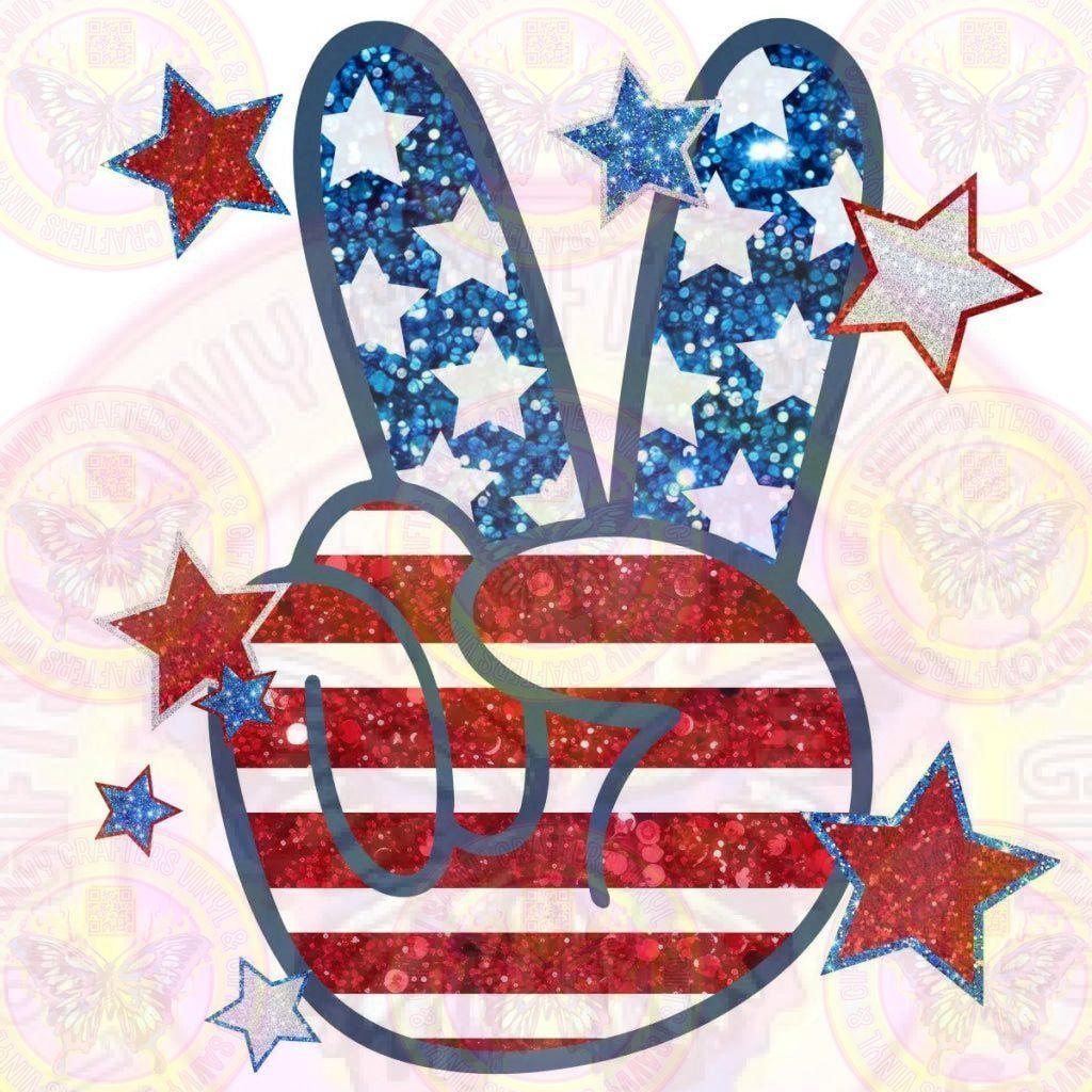 America 4th of July Peace Hand Sign - Savvy Crafters Vinyl & Gifts