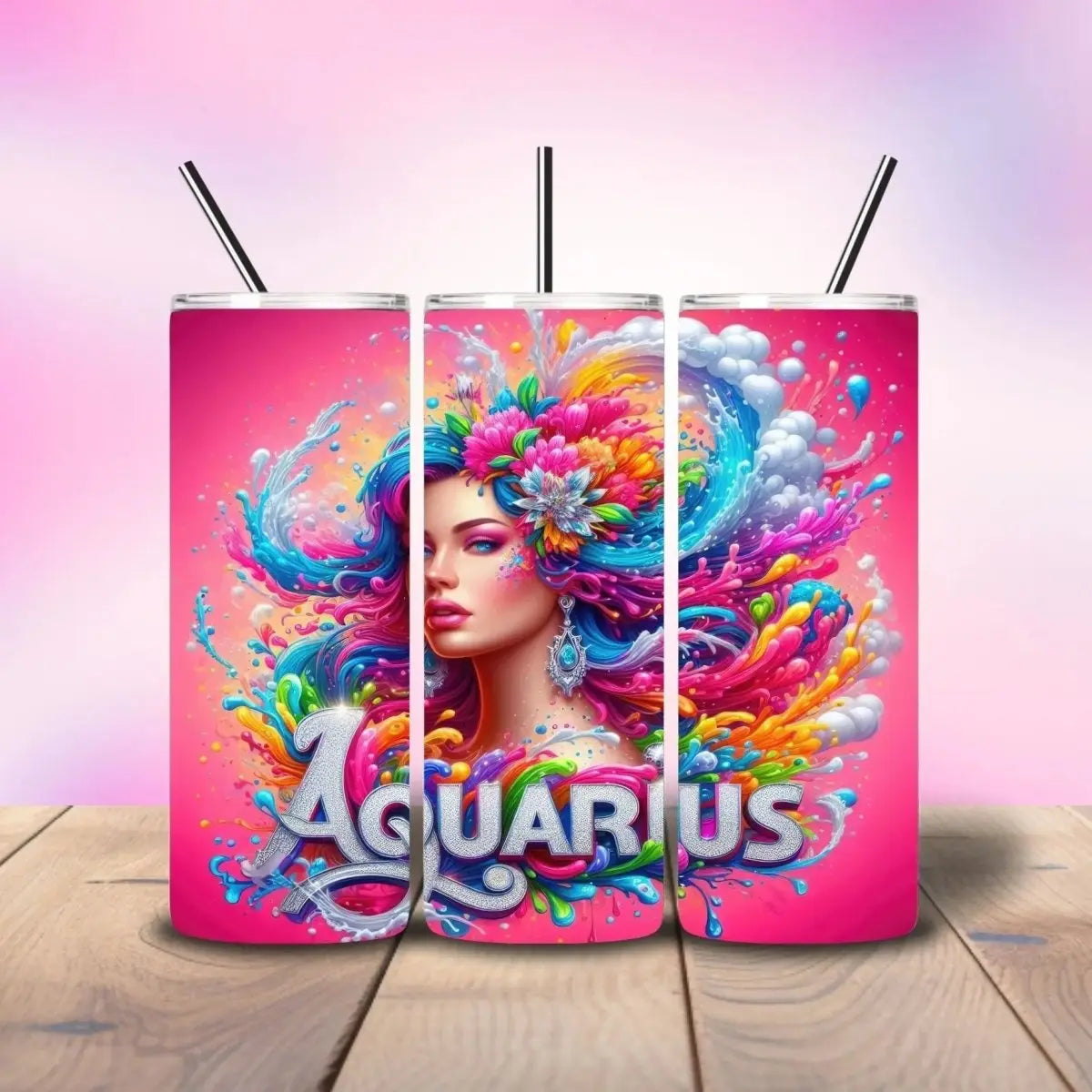 Aquarius Hot Pink - Fully Completed Tumbler Skinny Straight 20/30oz - Savvy Crafters Vinyl & Gifts