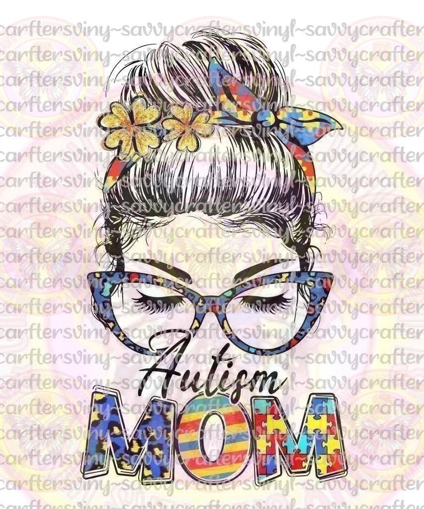 Autism Mom Bun Head - Savvy Crafters Vinyl & Gifts