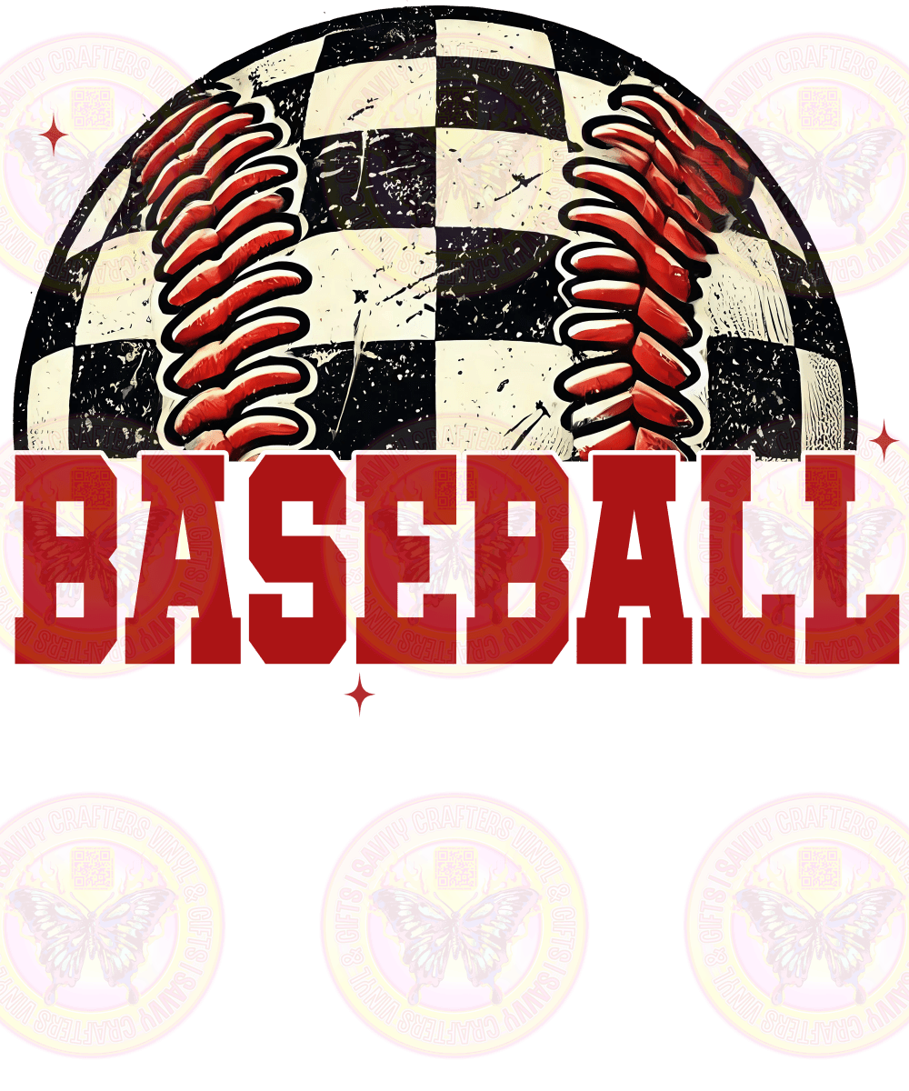 Baseball Checkered Red - Savvy Crafters Vinyl & Gifts