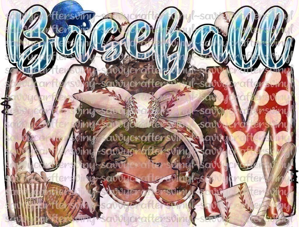 Baseball Mama Messy Bun Brown Skin - Savvy Crafters Vinyl & Gifts