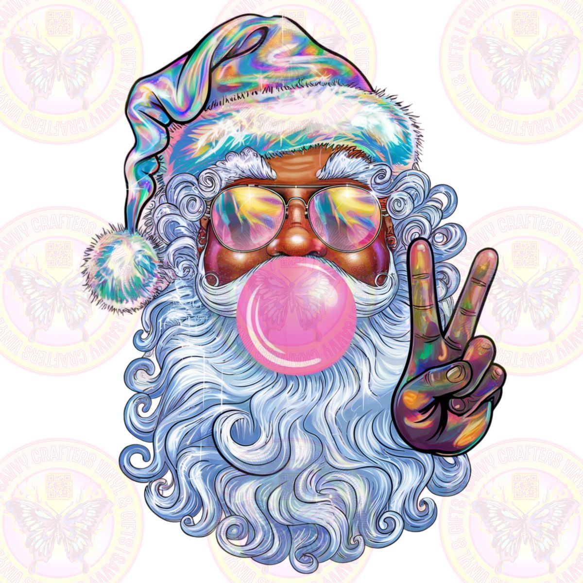 Black Iridescent Santa - Savvy Crafters Vinyl & Gifts