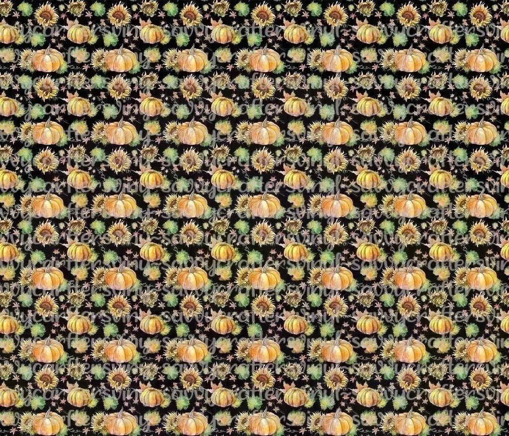 Black Vintage Pumpkin Sunflowers - Savvy Crafters Vinyl & Gifts
