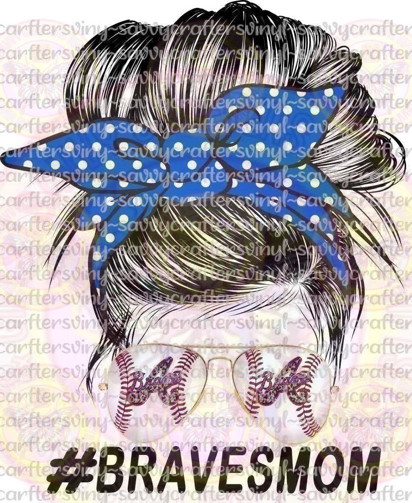 Braves Mom Bun Head - Savvy Crafters Vinyl & Gifts