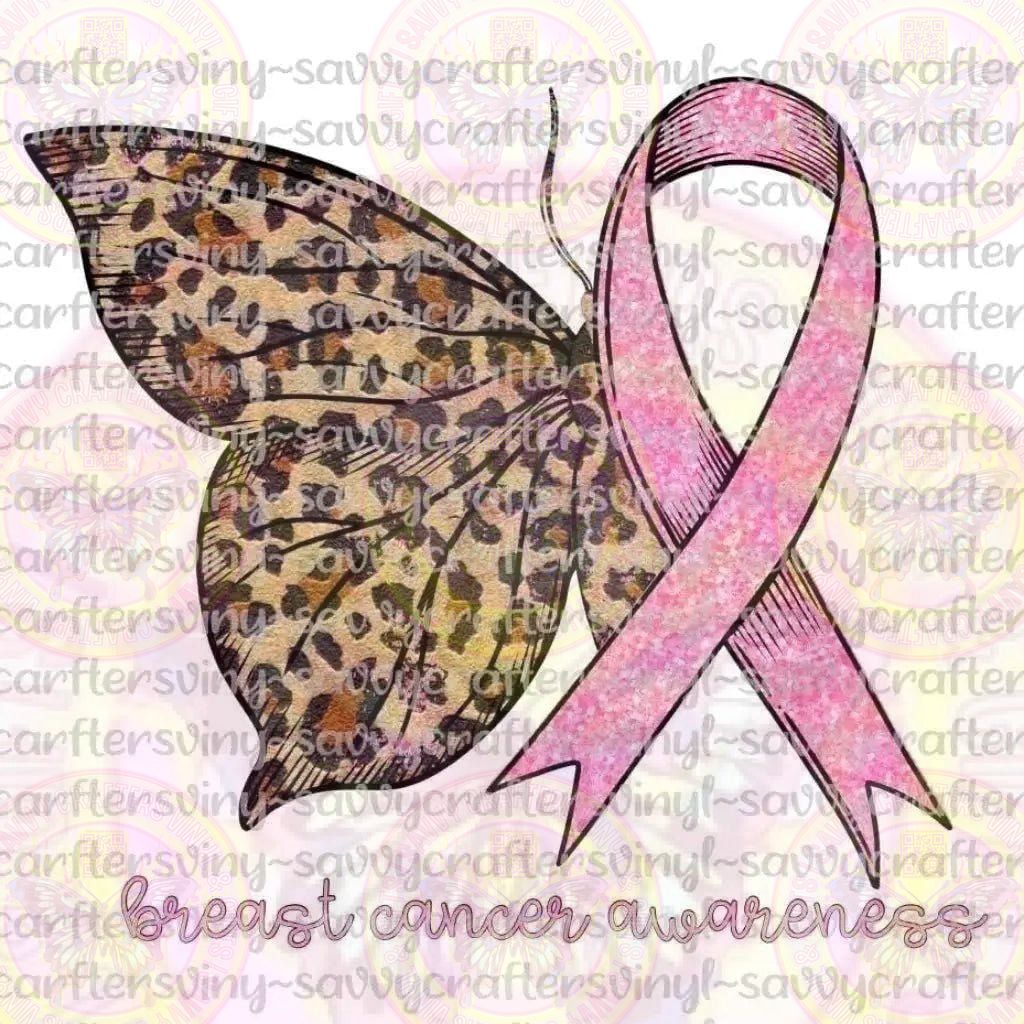 Breast Cancer awareness Butterfly Cheetah - Savvy Crafters Vinyl & Gifts