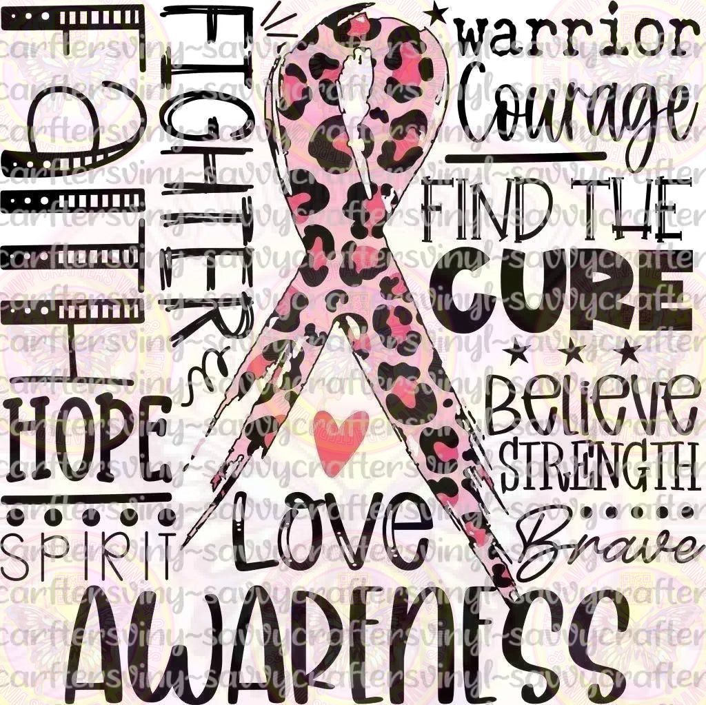 Breast Cancer Awareness Typography Black - Savvy Crafters Vinyl & Gifts