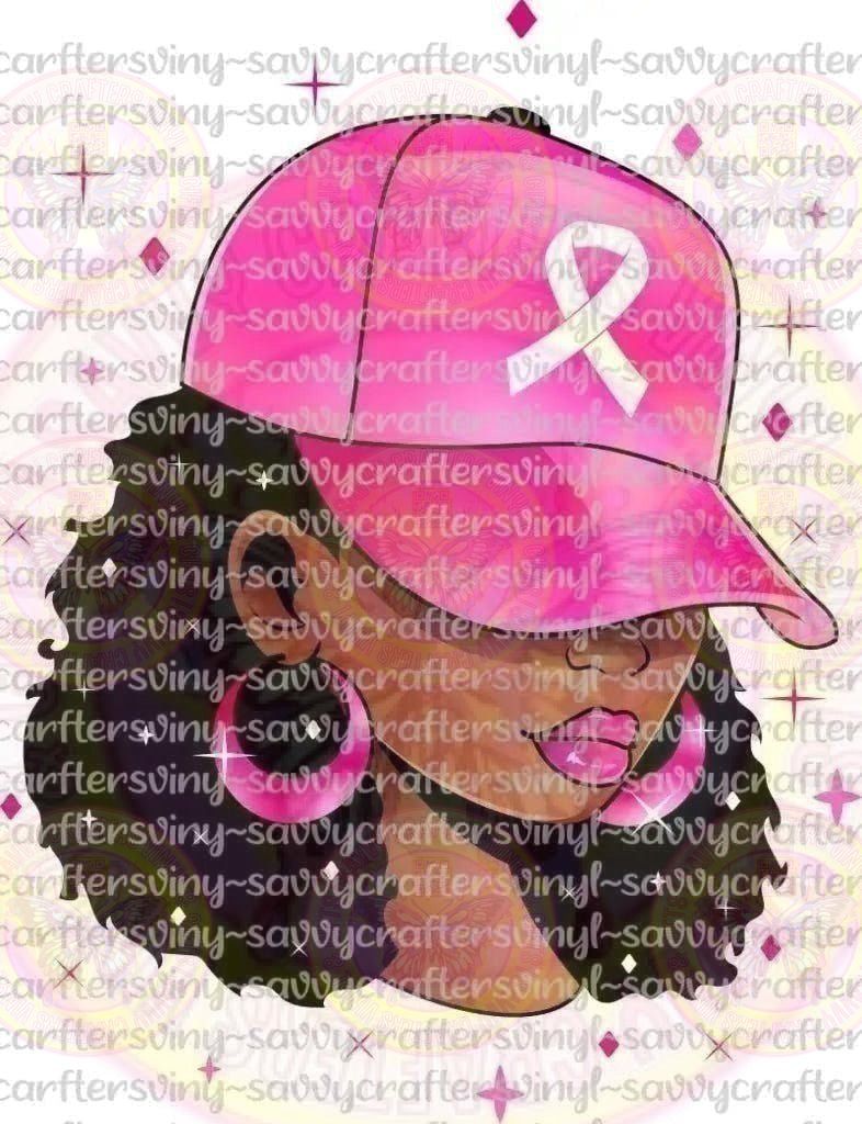 Breast Cancer Baseball Cap Brown Girl - Savvy Crafters Vinyl & Gifts