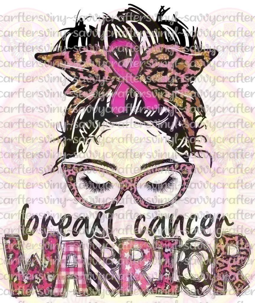 Breast Cancer Warrior Messy Bun Head - Savvy Crafters Vinyl & Gifts