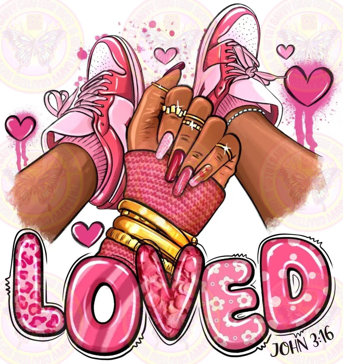 Brown Skin Loved Sneakers Valentines - Savvy Crafters Vinyl & Gifts