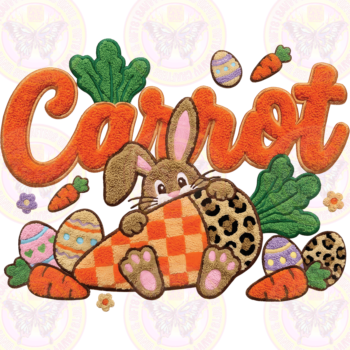 Bunny Carrot Faux Yarn Bow - Savvy Crafters Vinyl & Gifts