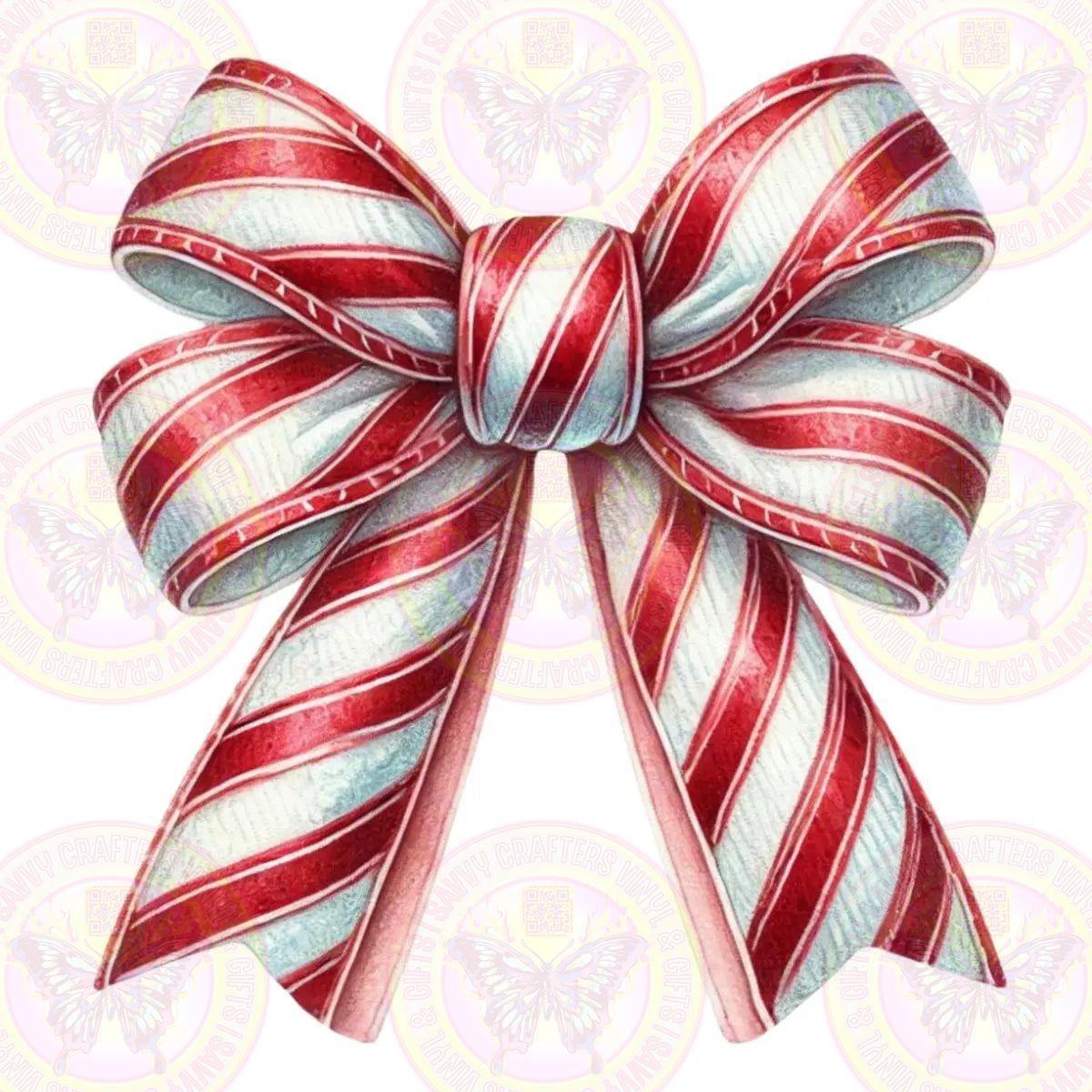 Candy Cane Coquette Bow - Savvy Crafters Vinyl & Gifts