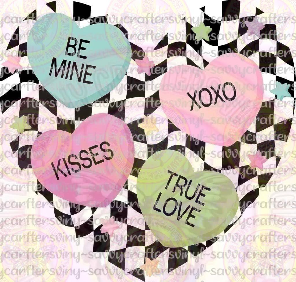 Checkered Valentines Candy Heart - Savvy Crafters Vinyl & Gifts
