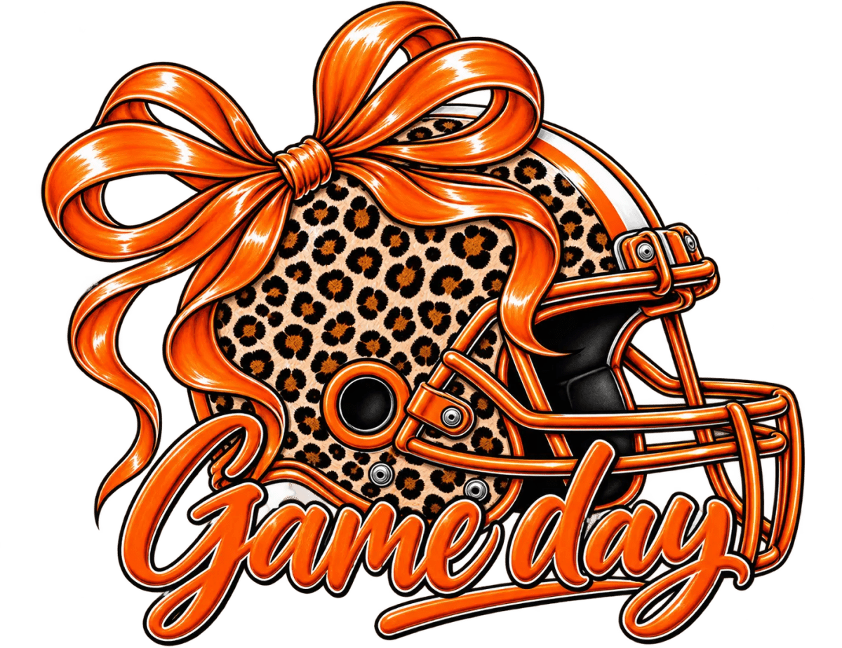 Cheetah Helmet with Orange Bow - Savvy Crafters Vinyl & Gifts