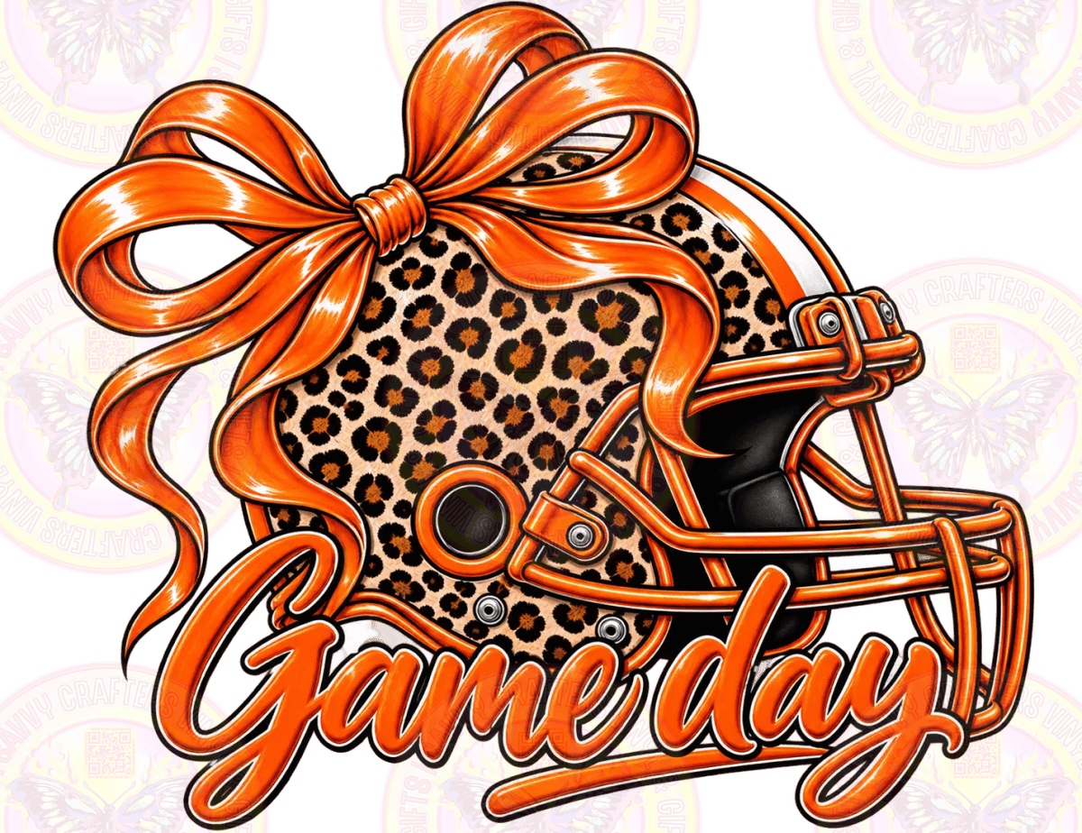 Cheetah Helmet with Orange Bow - Savvy Crafters Vinyl & Gifts