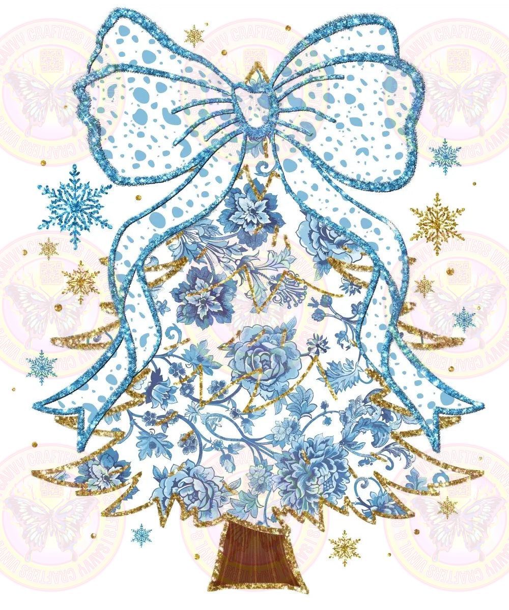 Chinoiserie Blue Christma Tree - Savvy Crafters Vinyl & Gifts