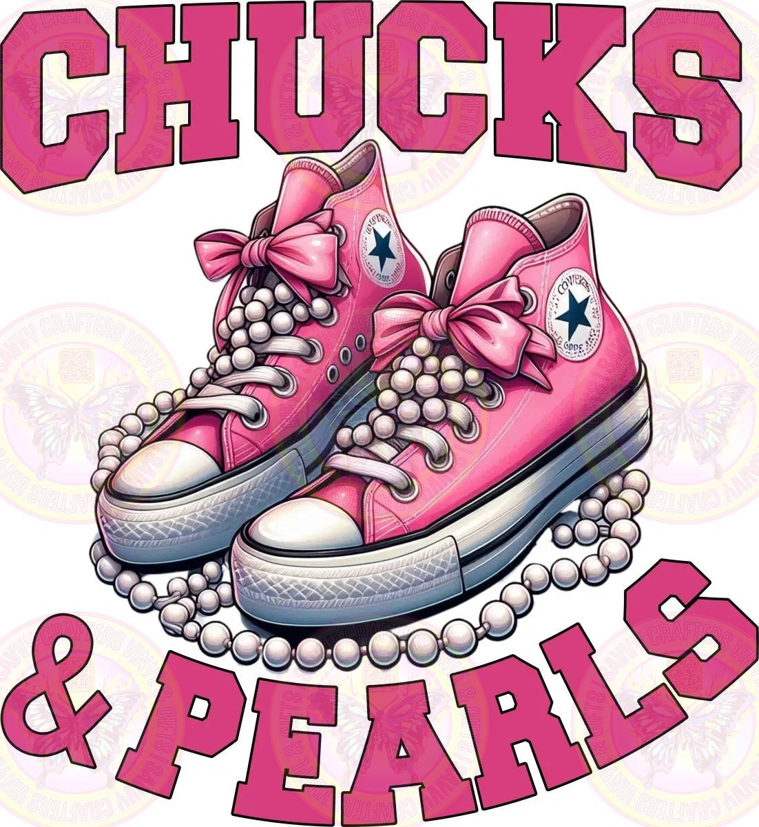 Chucks and Pearls Pink - Savvy Crafters Vinyl & Gifts