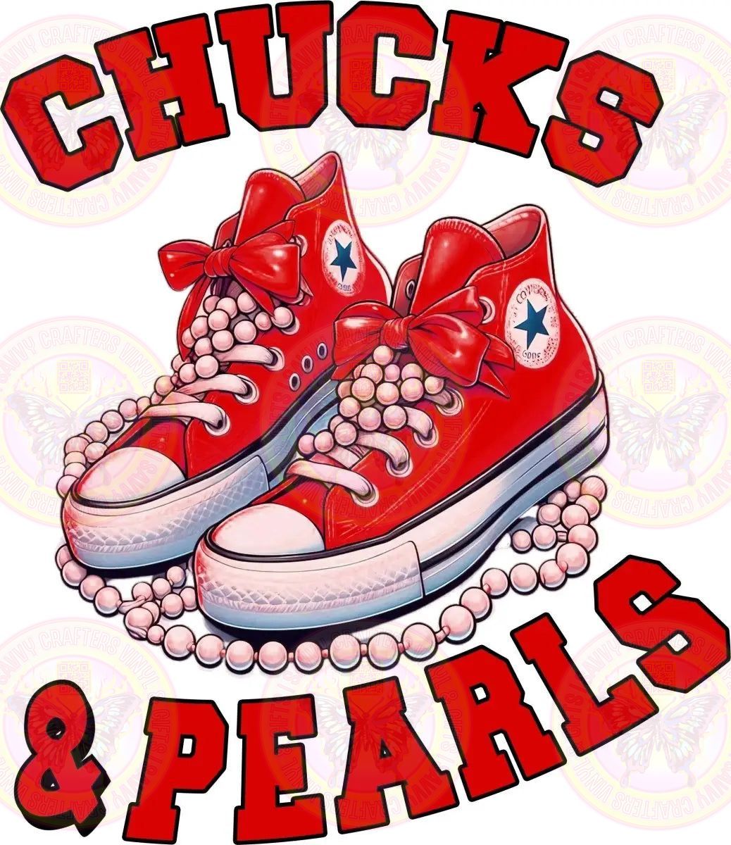 Chucks and Pearls Red - Savvy Crafters Vinyl & Gifts