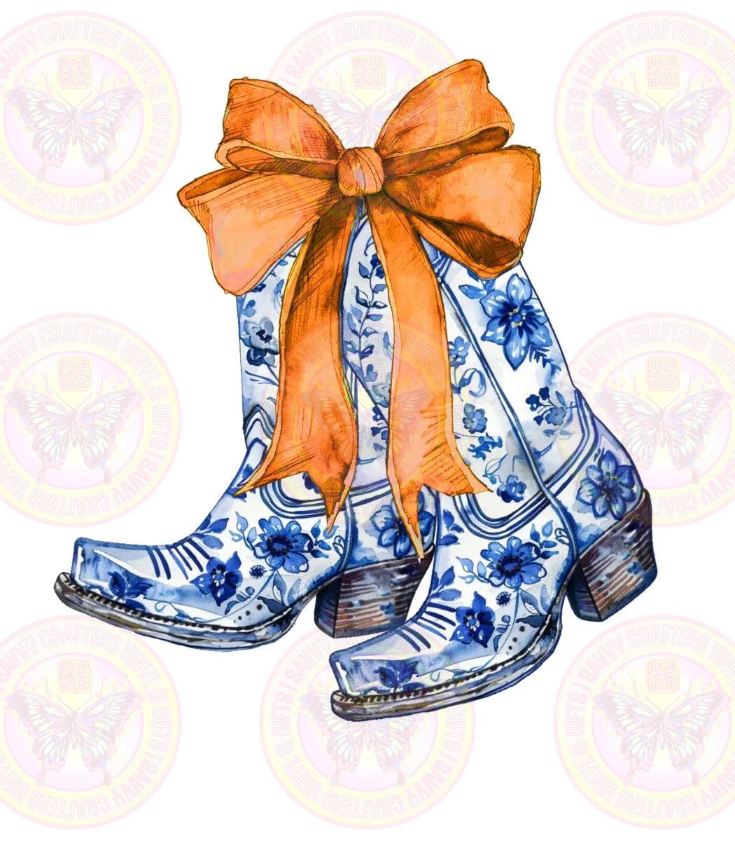 Coastal Cowgirl Blue & Orange DTF Transfer - Savvy Crafters Vinyl & Gifts
