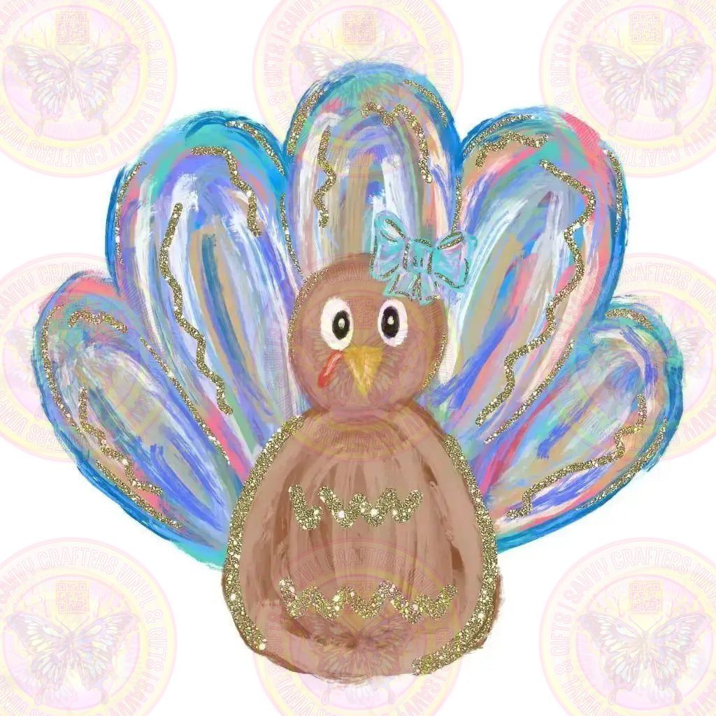 Colorful Faux Glitter Watercolor Turkey - Savvy Crafters Vinyl & Gifts