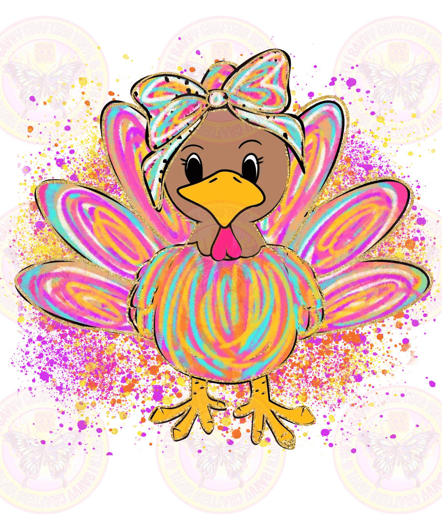 Colorful Rainbow Burst Thanksgiving Turkey - Savvy Crafters Vinyl & Gifts