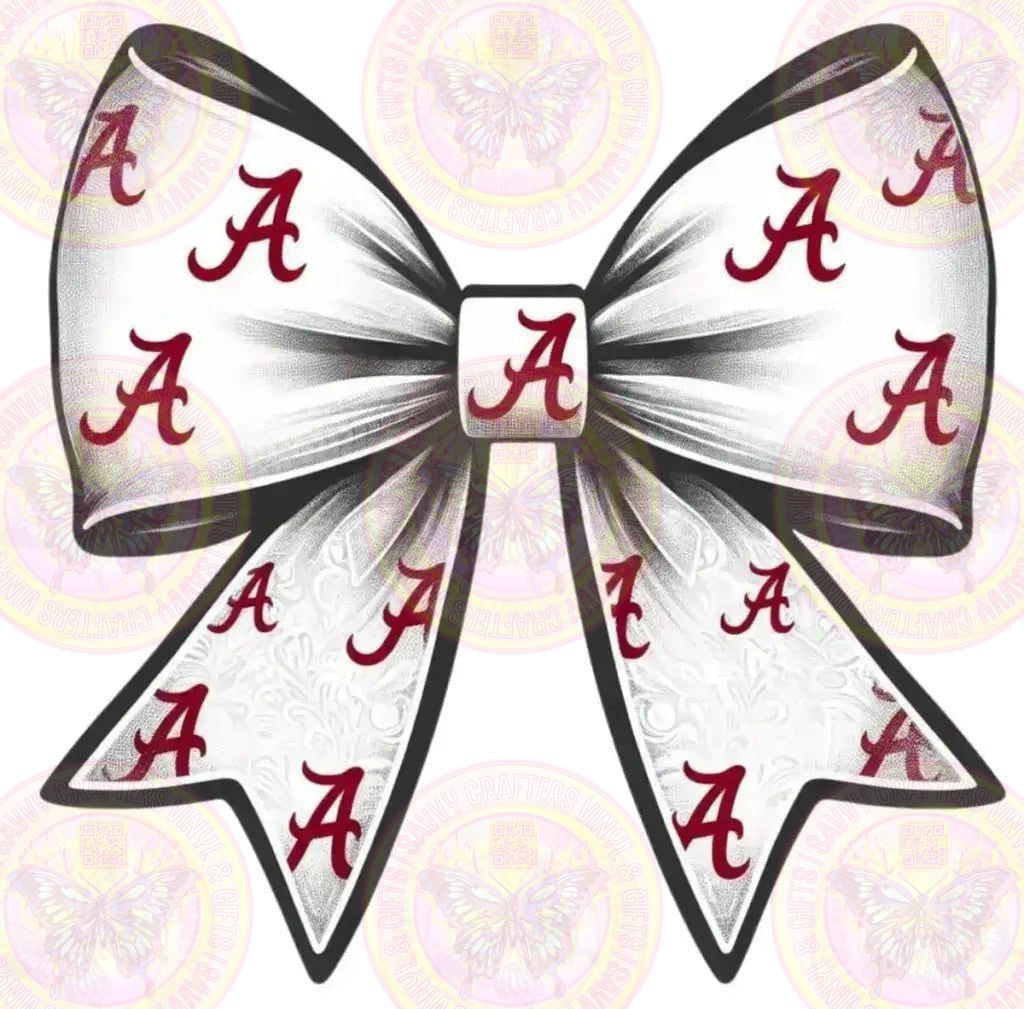 Coquette Bow Crimson Bama DTF Transfer - Savvy Crafters Vinyl & Gifts