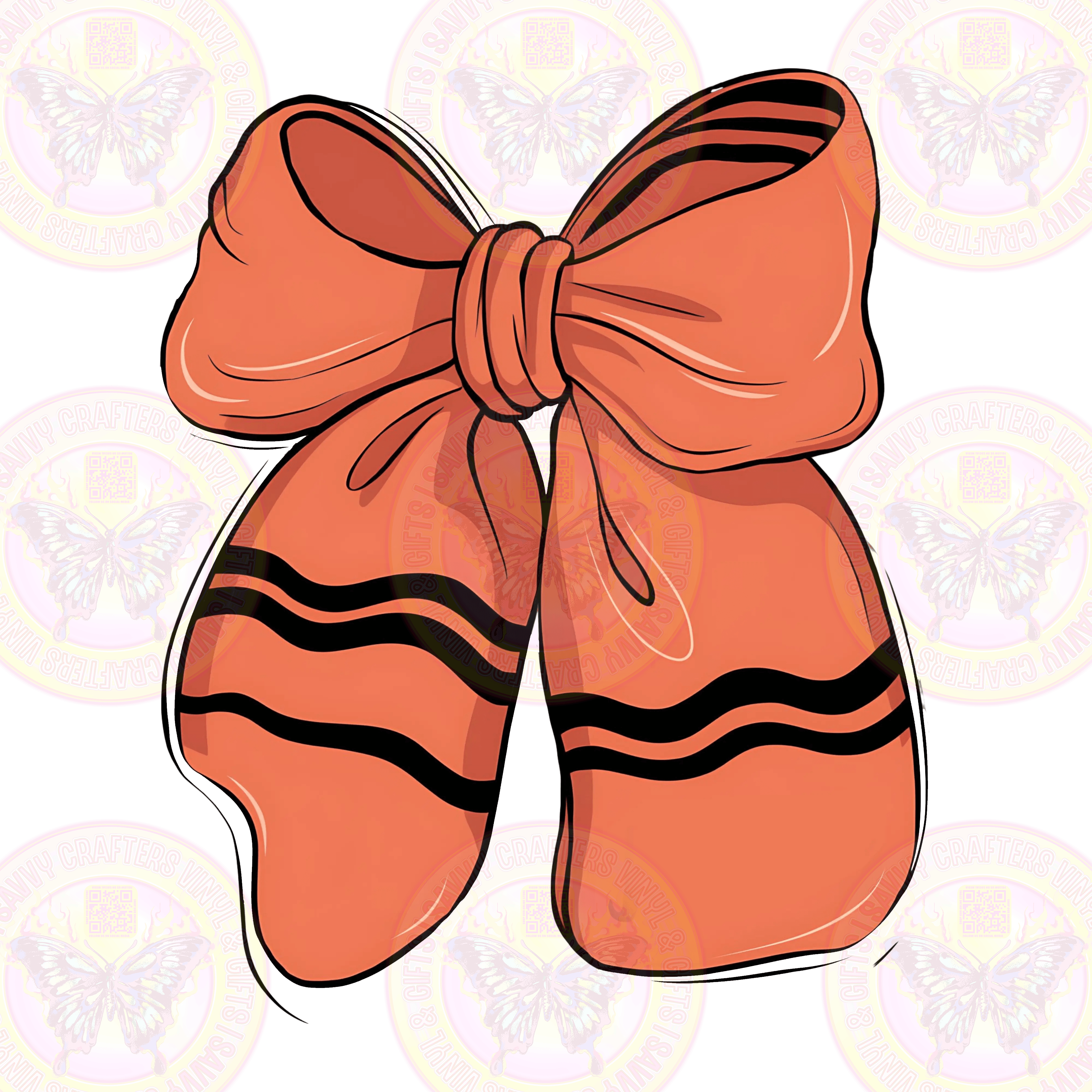 Coquette Bow Orange Crayon DTF Transfer Ready to Press - Savvy Crafters Vinyl & Gifts