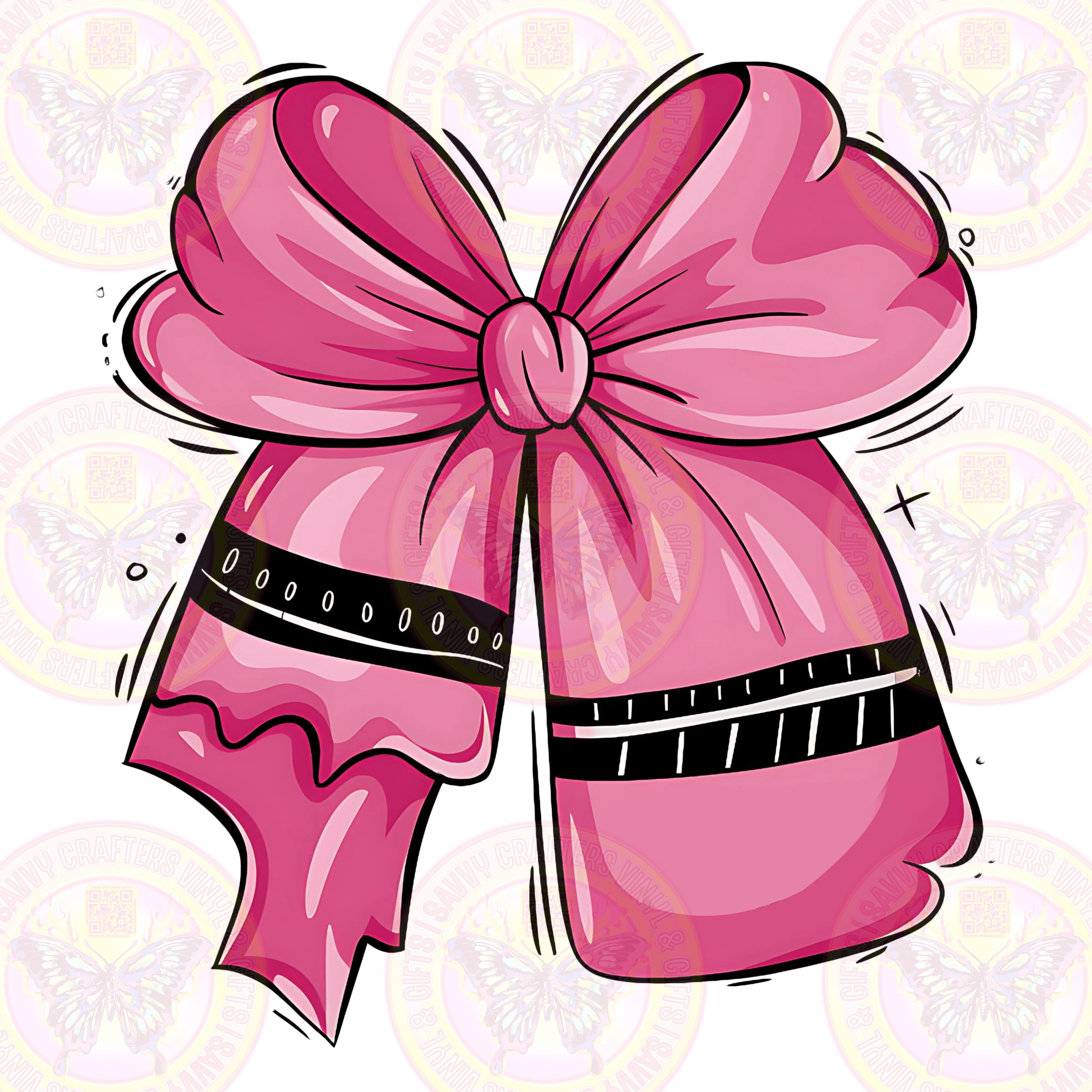 Coquette Bow Pink Highlighter DTF Transfer Ready to Press - Savvy Crafters Vinyl & Gifts