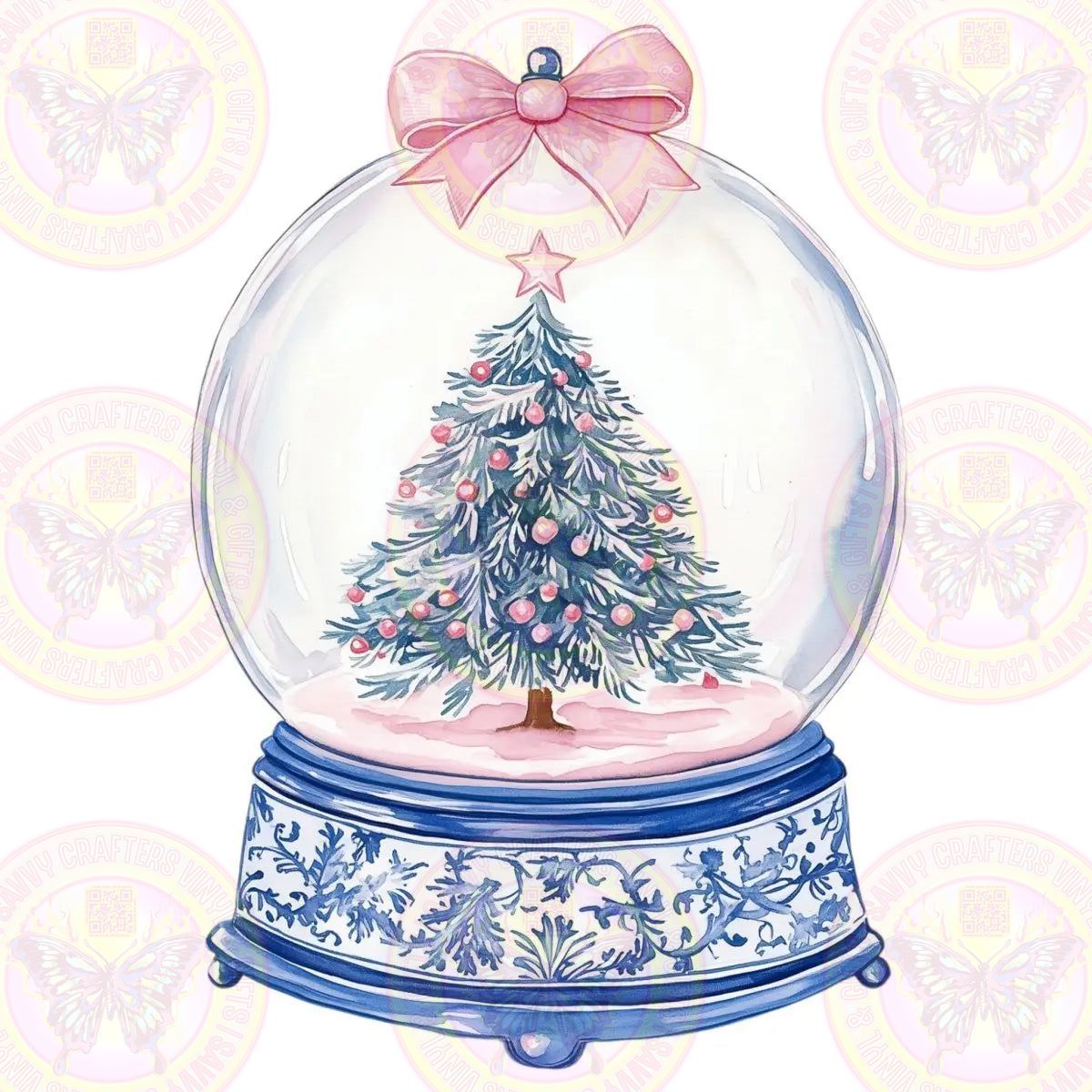 Coquette Chinoiserie Christmas Snow Globe - Savvy Crafters Vinyl & Gifts