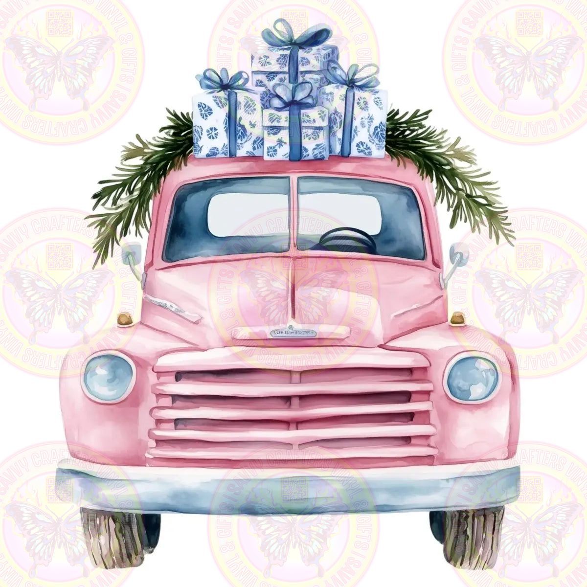 Coquette Chinoiserie Pink Truck Christmas packages - Savvy Crafters Vinyl & Gifts