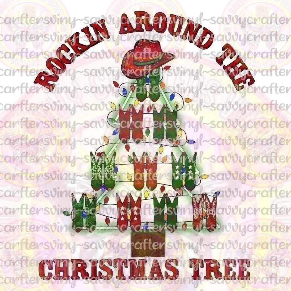 Cowboy Boots Rockin Around The Christmas Trees - Savvy Crafters Vinyl & Gifts