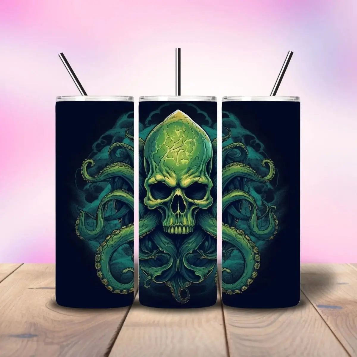 Cthulhu Squid Monster Green - Fully Completed Tumbler Skinny Straight 20/30oz - Savvy Crafters Vinyl & Gifts