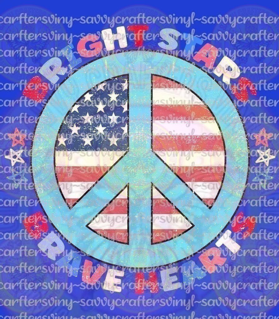 Distressed Bright Stars Peace Sign - Savvy Crafters Vinyl & Gifts