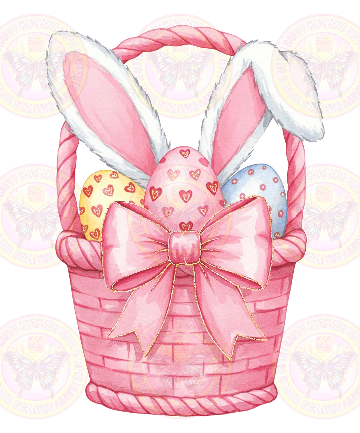 Easter Bunny Watercolor basket & Bunny Ears - Savvy Crafters Vinyl & Gifts