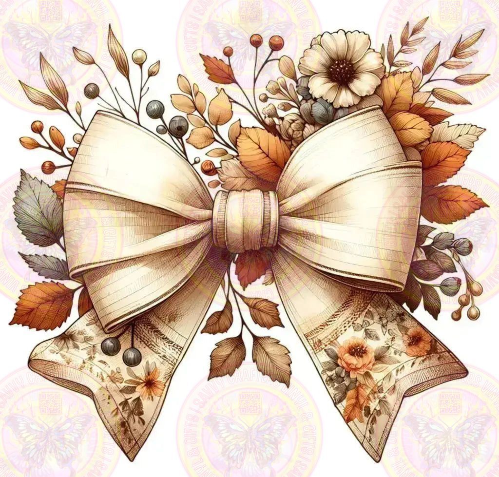 Fall Leaves & Flowers Coquette Bow - Savvy Crafters Vinyl & Gifts