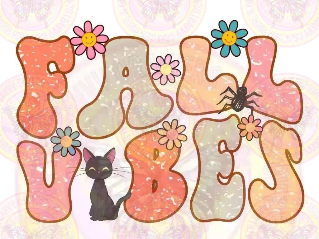 Fall Vibes Smiling Kitty Spooky - Savvy Crafters Vinyl & Gifts