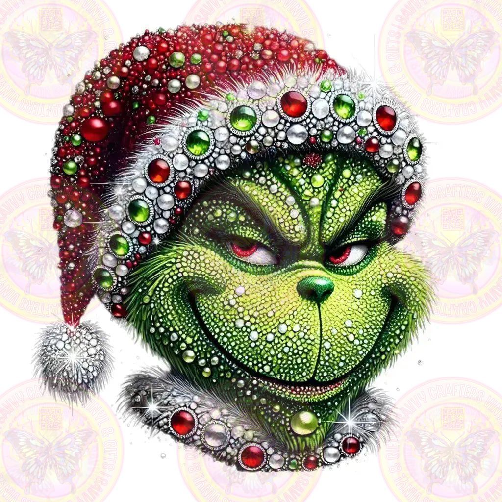 Faux Rhinestone Green Christmas G - Savvy Crafters Vinyl & Gifts