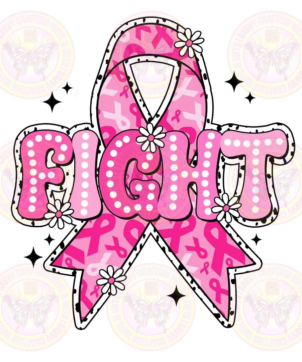 Fight Cancer Pink Ribbon Daisy - Savvy Crafters Vinyl & Gifts