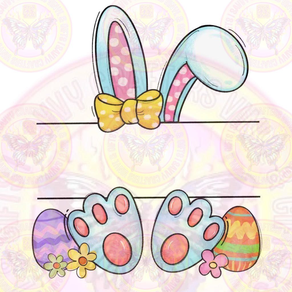Floppy Ear Bunny Monogram Full Color Transfer - Savvy Crafters Vinyl & Gifts