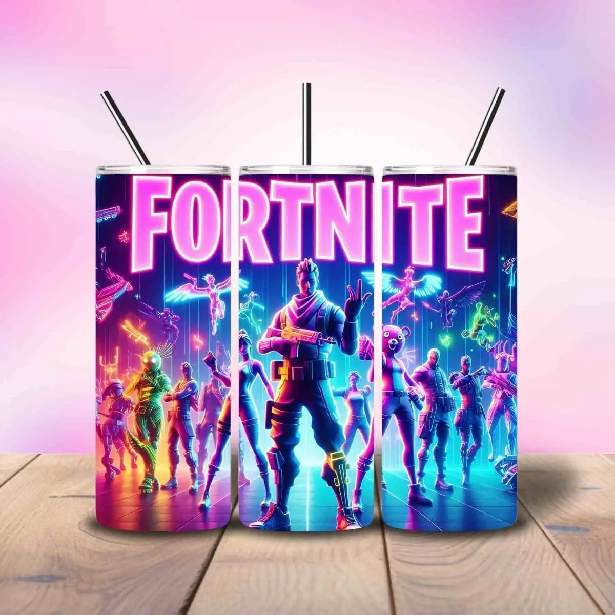 Fortnite Inspired Neon Colorful Gaming - Fully Completed Tumbler Skinny Straight 20/30oz - Savvy Crafters Vinyl & Gifts