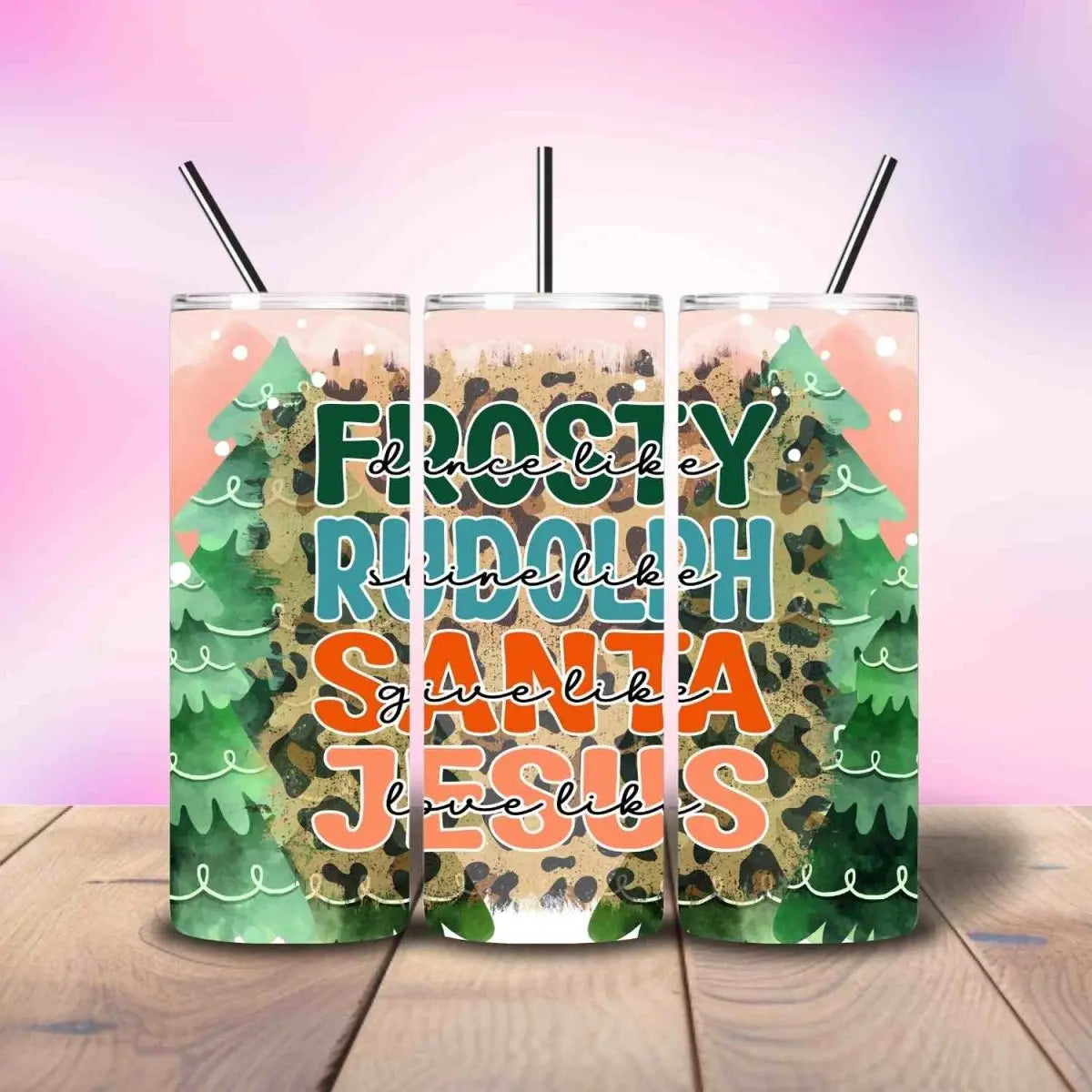 Frosty Rudolph Santa Jesus Christmas - Fully Completed Tumbler Skinny Straight 20/30oz - Savvy Crafters Vinyl & Gifts